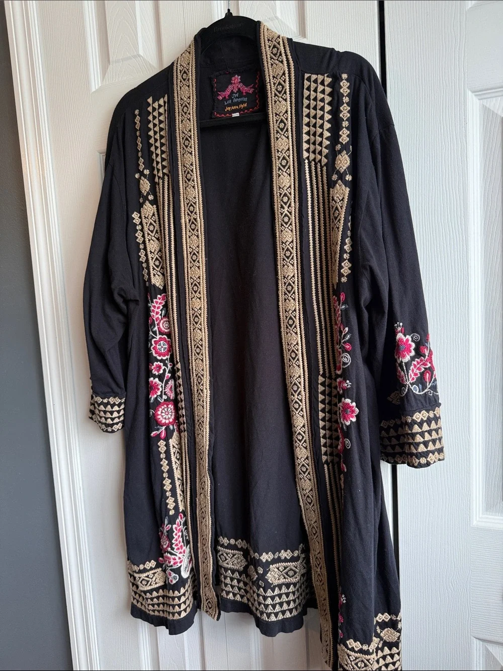 Johnny Was Black Embroidered Open Cardigan - Picture 3 of 7